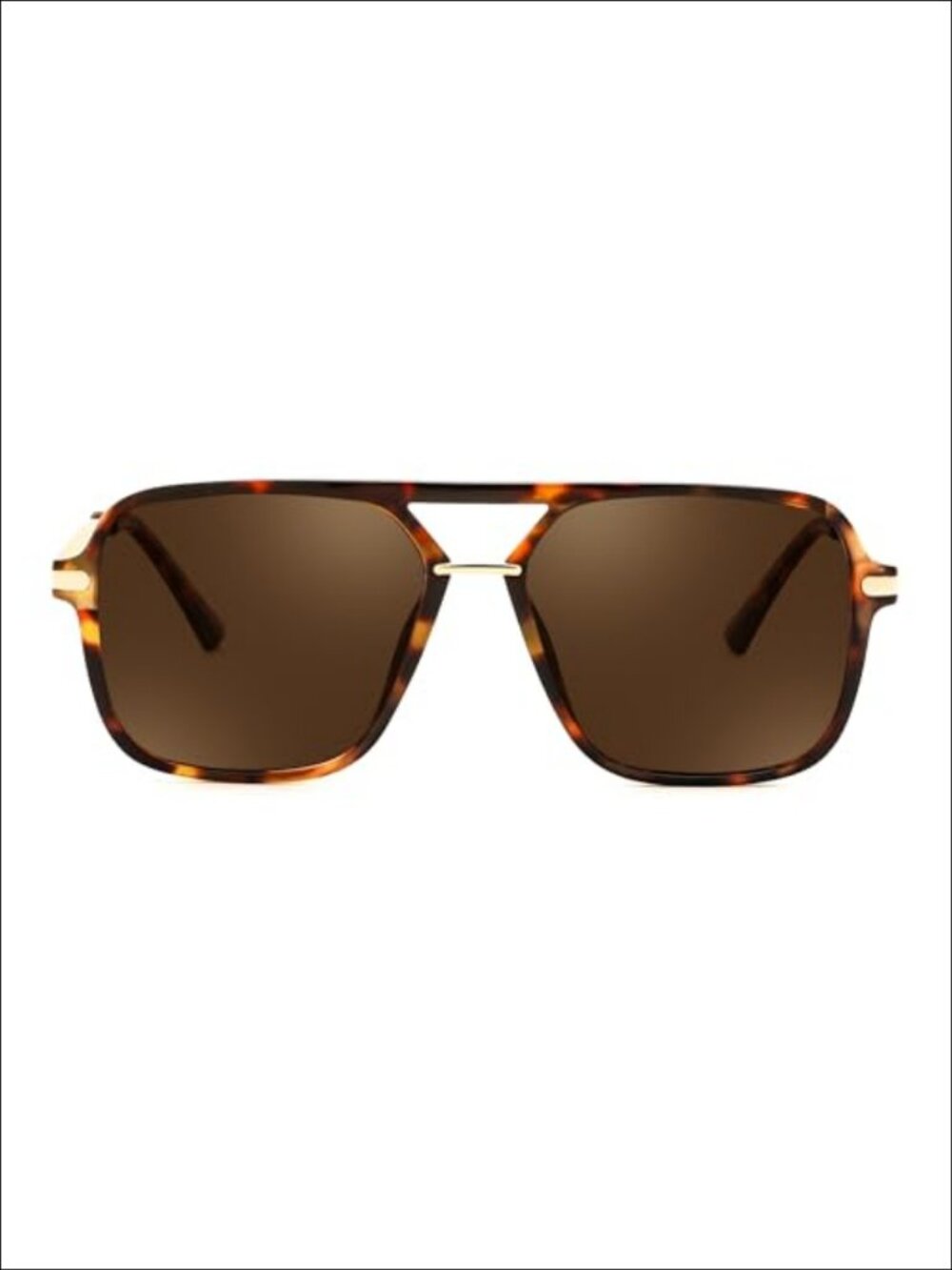 Polarized Aviator Sunglasses Retro Square Double Bridge Full Coverage